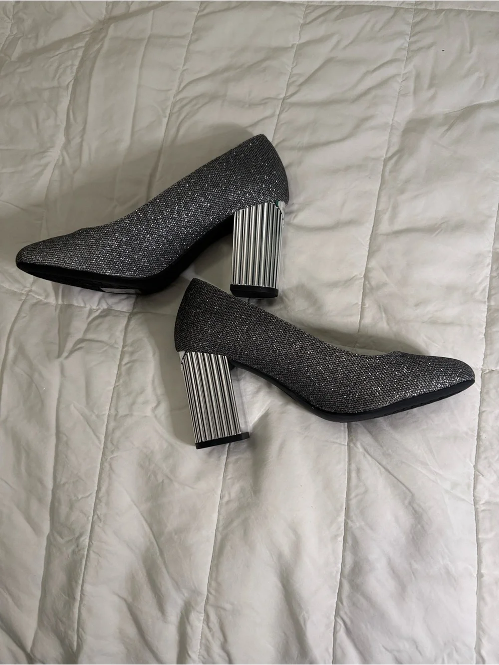 Michael Kors Glittery Charcoal Round-Toe Pumps